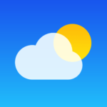 weather app with sun right, behind a cloud