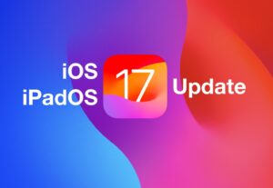 iOS 17 colorful red blue violet update image